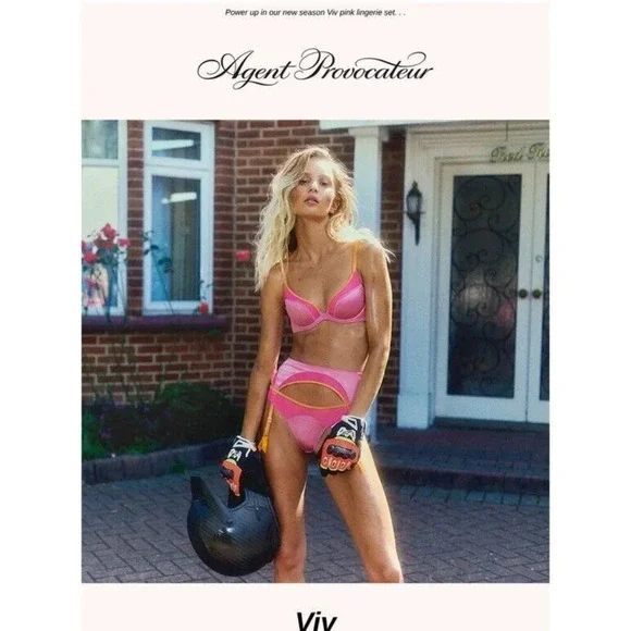 Agent Provocateur Viv Sorbet Pink 34B/3 Silk Set NWT